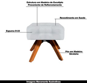 Puff Decorativo Base Giratória Karen Suede Cinza G19 - Gran Belo
