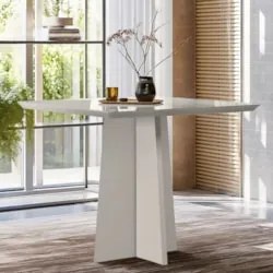 Mesa de Jantar Quadrada 90cm 4 Lugares Zuma Off White N02   - Mpozenat