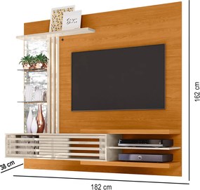 Painel TV 55 Pol 182cm Bancada Suspensa para Sala Romelli Cinamomo/Off White M20 - D'Rossi