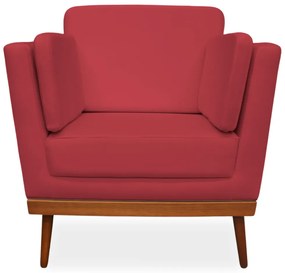 Poltrona Decorativa Siena Veludo Vermelho