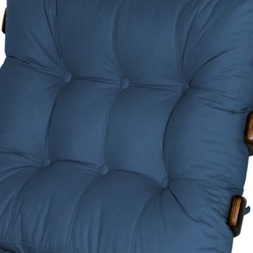 Kit 2 Poltronas Decorativa Costela Com Puff Costela Suede Azul Marinho