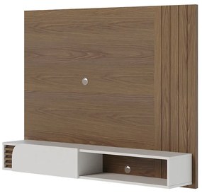 Painel TV 60 Pol 160cm Bancada Suspensa Ripado Hanno C04 - D'Rossi - Amendoa e Off White Matte