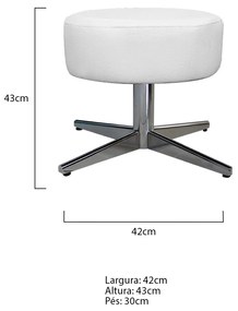 Kit 02 Puffs Sofia Base Giratória Metal Corano Branco - ADJ Decor