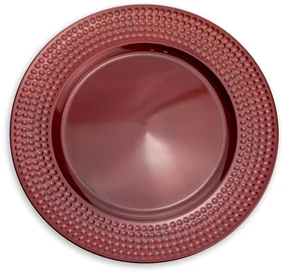 Sousplat de Plástico Vermelho com Relevo Lateral 33 cm - D'Rossi