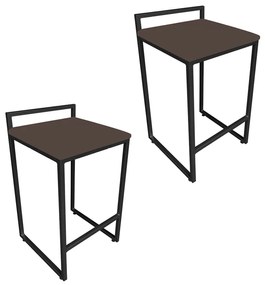 CONJUNTO 02 BANQUETAS PIETRA SUEDE MARRO