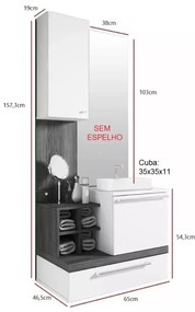 Gabinete para Banheiro Suspenso Com Cuba Balcão Painel Armário Gaveta