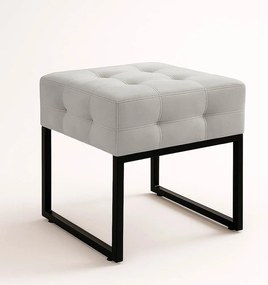 Puff Sala Decorativo Quadrado Industrial Elisa Veludo D03 - D'Rossi - Cinza