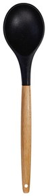 Colher de Silicone com Cabo de Madeira - Preto