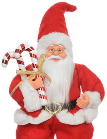 Papai Noel Decorativo Sentado com Cajado Vermelho e Branco 30x15 cm- D'Rossi