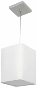 Lustre Pendente Quadrado Md-4007 Cúpula em Tecido 25/16x16cm Branco - Bivolt