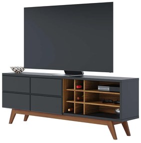 Rack Bancada Decorativa 180cm Sancho Preto/Noce G73 - Gran Belo
