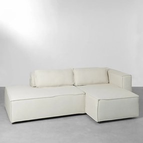 Sofá Mango Retrátil Reclinável com Braço Direito Bege Cru - 2,33m