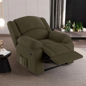 Poltrona do Papai Reclinável Sala de Cinema Madrid Power Elétrica Massagem USB Veludo Capuccino G23