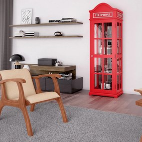 Cristaleira Decorativa com Nicho Sala de Estar Odin MDF Vermelho G42 - Gran Belo