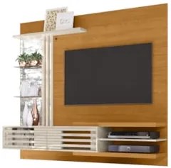 Painel TV 55 Pol e Bancada Suspensa Veena Z10 Off/Cinamomo - Mpozenato
