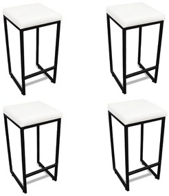 Banqueta Alta para Cozinha Industrial Kit 4 Nick Preto e Sintético D03 - D'Rossi - Branco