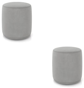 Puff Redondo Orgânico para Sala Kit 2 Malu Suede M11 - D'Rossi - Cinza