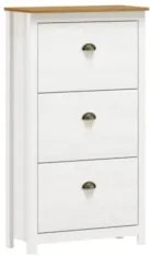 Sapateira de Madeira 3 Portas 80cm Estilo Americano Lázio F07 Branco/C