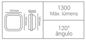 Luminária Tipo Tartaruga Quadrado 16,7X16,7X6,2Cm Led 15W 6000K Ip65 |...