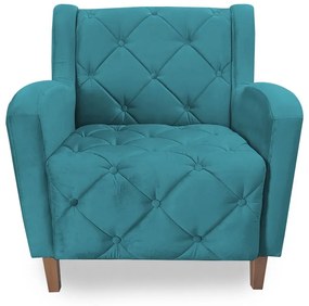 Poltrona Decorativa Munique Pés Palito Suede Turqueza - Sheep Estofados