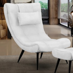 Kit 2 Poltronas Decorativas Sala de Estar Pés Palito Letty PU Branco G19 - Gran Belo