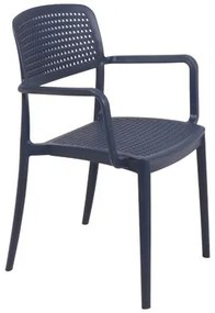 Cadeira Tramontina Serena com Braços Azul Navy Empilhável em Polipropileno com Proteção Antimicrobiana