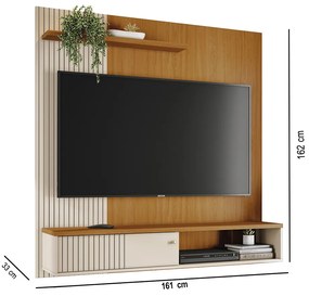 Painel TV 65 Pol 161cm Bancada Suspensa para Sala Dorema M20 - D'Rossi - Cinamomo e Off White