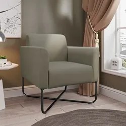 Kit 2 Poltronas Decorativas Base Industrial X Preta Maressa S12 Suede