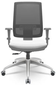Cadeira Brizza Diretor Grafite Tela Preta Assento Aero Branco Base RelaxPlax Aluminio - 65888 Sun House