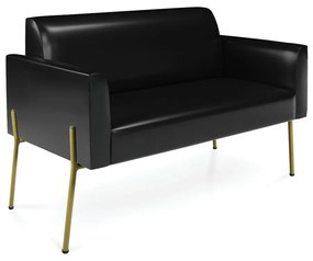 Sofá Namoradeira 2 Lugares Pé de Ferro Dourado Marisa Corano - Preto