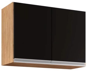 Armário Aéreo de Cozinha Lavanderia 02 Portas Eva 80 cm L06 - D'Rossi - Castanho e Preto