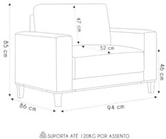 Poltrona Decorativa Sala de Estar Kit 02 Zaire Z32 Linho Areia - Mpoze