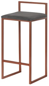Banqueta Decorativa Selena Base Bronze Suede Cinza G41 - Gran Belo