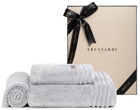 Jogo de Banho 3 Peças Trussardi 100% Algodão Imperiale c/ Caixa de Presente Gelo