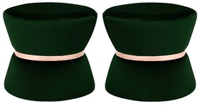 Kit 02 Puffs Decorativo Sala de Estar 45cm Dhaka Veludo Verde G15 - Gran Belo