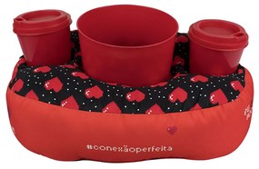 Almofada Porta Pipoca e Copos Coração Pixel 8 Bits