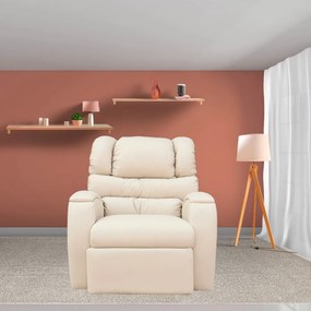 Poltrona do Papai Reclinável Zero Wall com Gatilho Oasis PU Sintético Bege G23 - Gran Belo