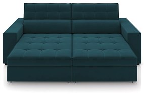 Sofá Decorativo Hugo 4 Lugares 300cm Reclinável e Retrátil Veludo Azul Marinho G45 - Gran Belo