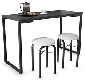 Mesa Multiuso Porto Preto 120cm com 02 Banquetas Manu Corino Branco - D'Rossi