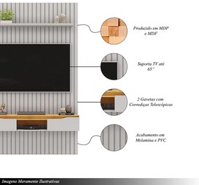 Painel Suspenso Ripado Seko TV 65" Portas Basculantes Borda Chanfrada Bali/Cedro G18 - Gran Belo