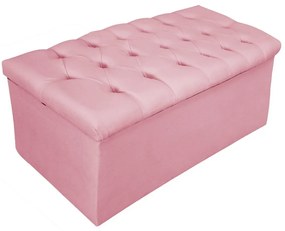 Recamier Baú Estofada Mel 90 cm Solteiro Com Capitonê Suede Rosa Bebê - ADJ Decor