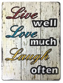 Quadro Decorativo Em Madeira Live, Love e Laugh 40cm C03 - D'Rossi