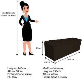 Calçadeira Estofada Liverpool 140 cm Casal Corano Marrom - ADJ Decor