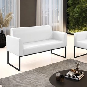 Sofá Namoradeira Base Industrial Preto Marisa Corano D03 - D'Rossi - Branco