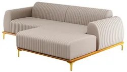 Sofá 265cm 4 Lugares com Chaise Direito Pés Gold Molino C-107 Linho Be