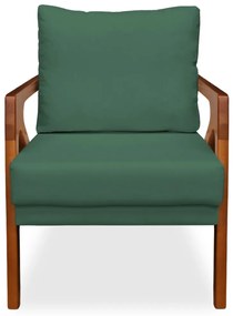 Poltrona Decorativa Amber Base De Madeira Veludo Verde Bandeira