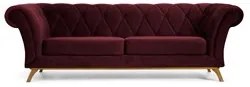 Sofá 180cm 3 Lugares Base Madeira Império C-278 Veludo Marsala - Domi
