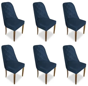 kit com 6 Cadeiras de Jantar Dublin Suede Azul Marinho