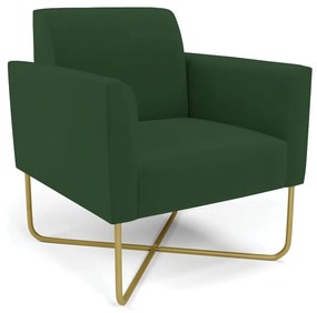 Poltrona Base X Industrial Dourado Marisa Veludo D03 - D'Rossi - Verde
