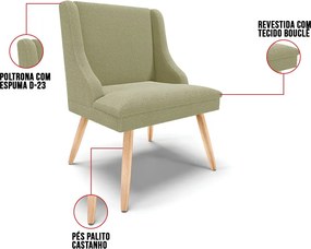 Cadeira Sala de Jantar Pé Palito Natural Kit 6 Liz Bouclê D03 - D'Rossi - Pistache